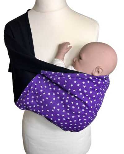 Purple stars pouch sling with accent panel